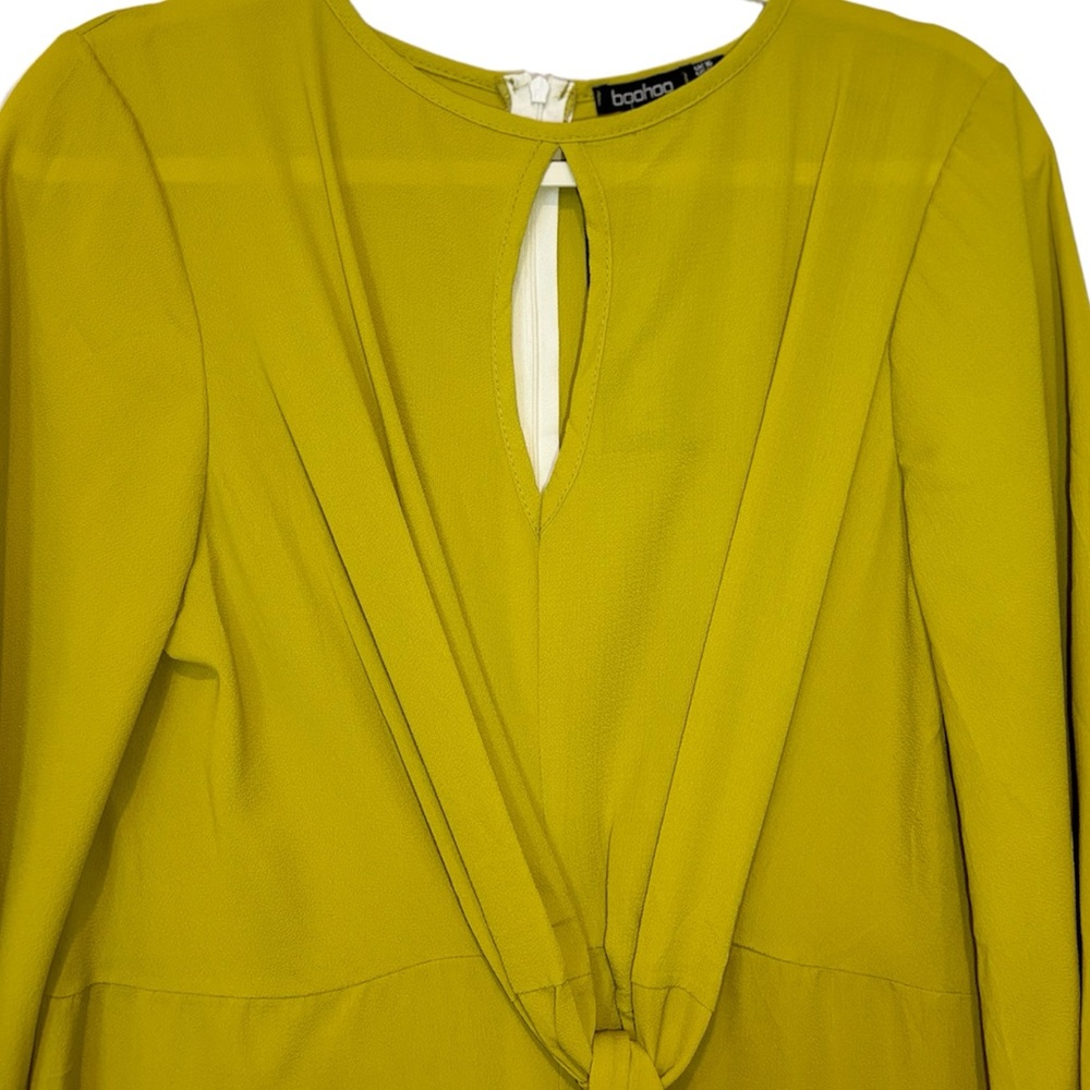 Boohoo mustard yellow jumpsuit chiffon NWT